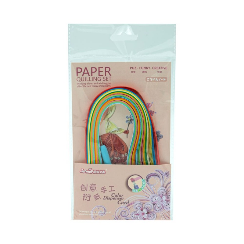 Hartie quilling, 6x280mm, diverse culori, set 150 buc + ac quilling, CNX, JM-3211