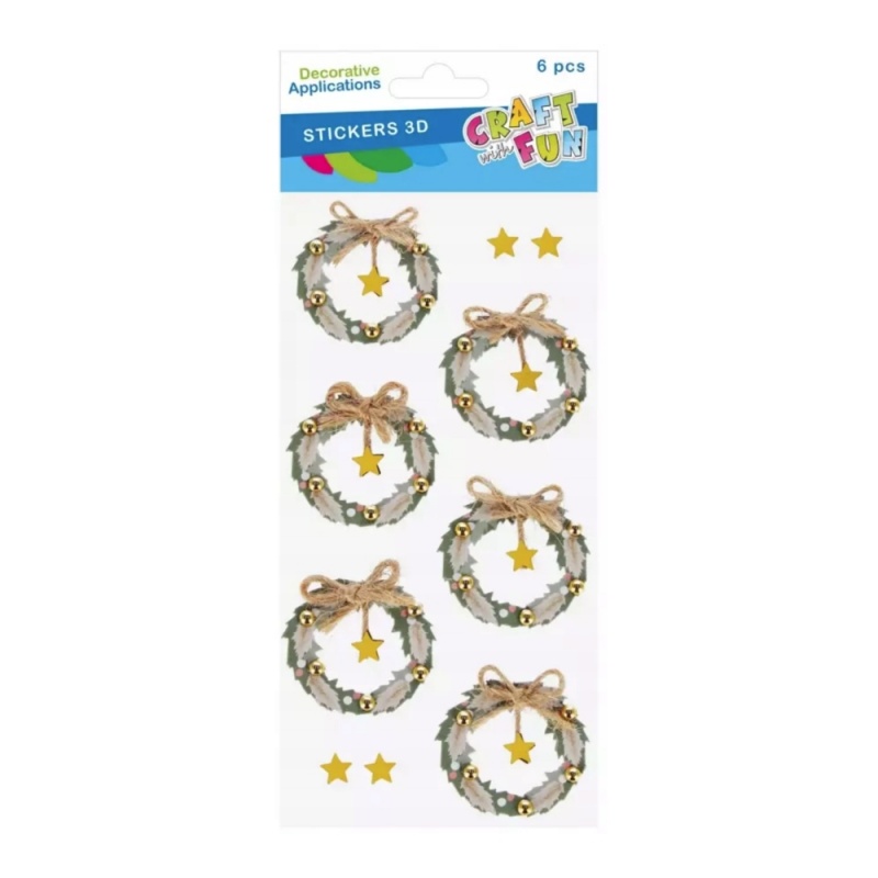 Accesorii creatie - stickere autoadezive - coronita Craciun, 7x16 cm, set 6 buc, Craft with Fun 567203