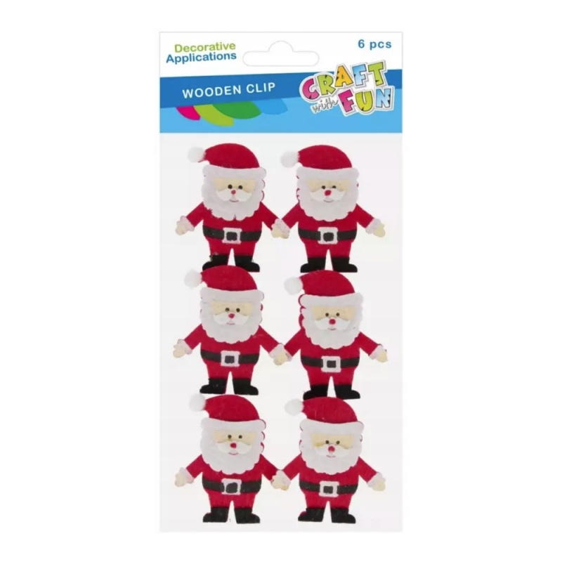 Accesorii creatie - lemn - carlig Craciun, 13x22 cm, set 6 buc, Craft with Fun 567216