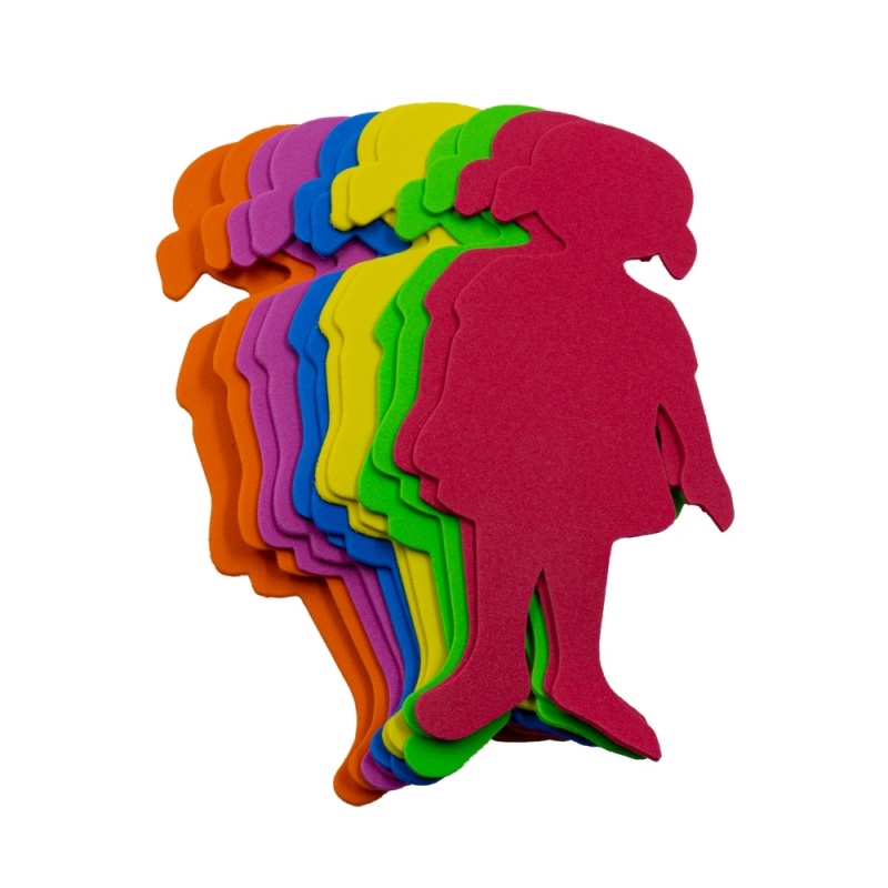 Forme decorative - hartie gumata - fetita, 21x8cm, 1.5mm, diverse culori, set 12 buc, Colorarte