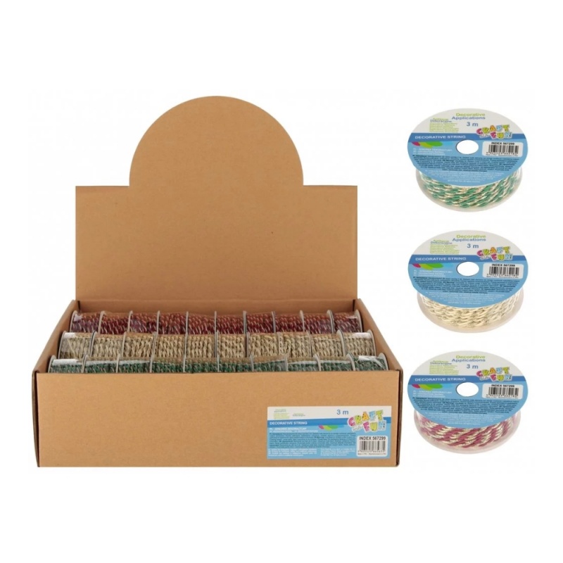 Banda decorativa, sfoara, rosu, verde, auriu, Craft with Fun, 567299, 3m/buc