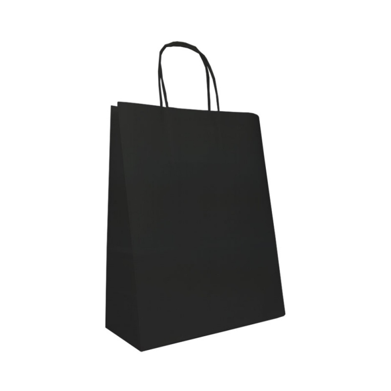 Punga hartie Colorarte 91776/91774, 45x48x17cm, 100g/mp, negru, manere rasucite