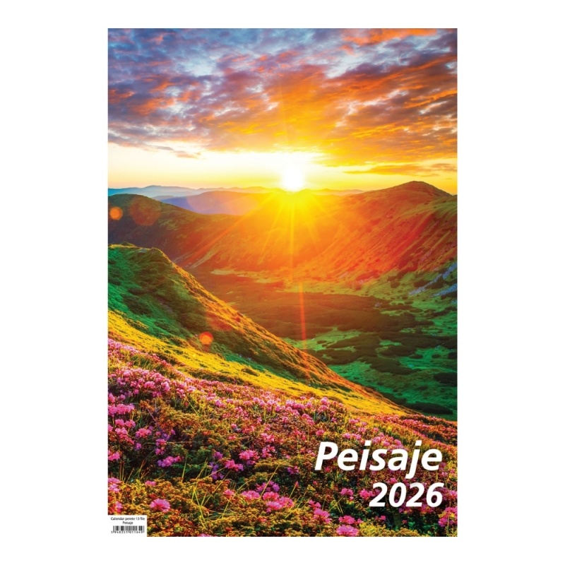 Calendar de perete Crist, 32.5x48cm, 13 file, imagini peisaje, cu spira metalica