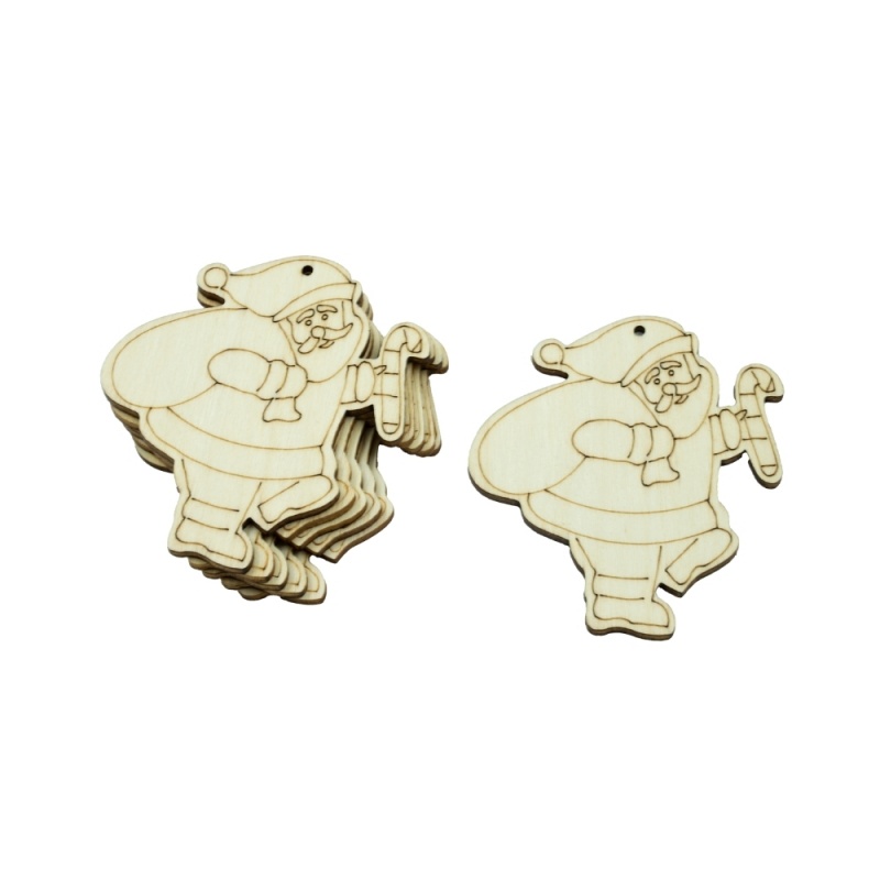 Accesorii creatie - lemn pirogravura - Mos Craciun, set 6 buc, CNX FS-MF