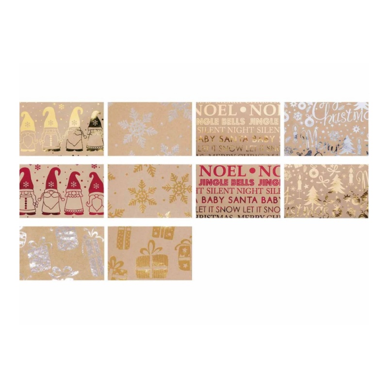 Hartie ambalat cadou Sadoch Metal Kraft, rola 70x100cm, diverse modele Craciun