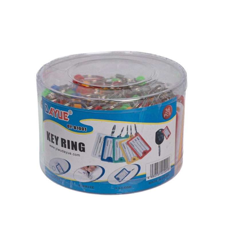 Etichete dreptunghiulare pentru chei Office Cover, plastic, diverse culori, set 36 buc