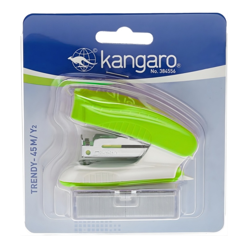 Capsator Kangaro TRENDY-45M/Y2, 24/6, 15 coli, verde, blister (+ capse  24/6)