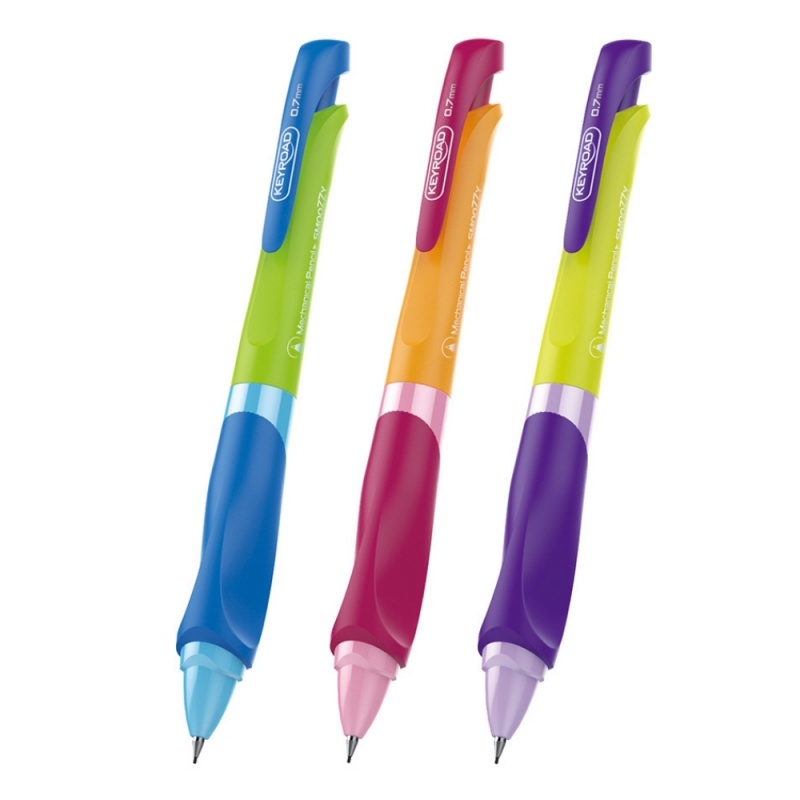 Creion mecanic Keyroad KR971506, 0.7mm, grip ergonomic, corp plastic diverse culori, blister (+1 set mine)