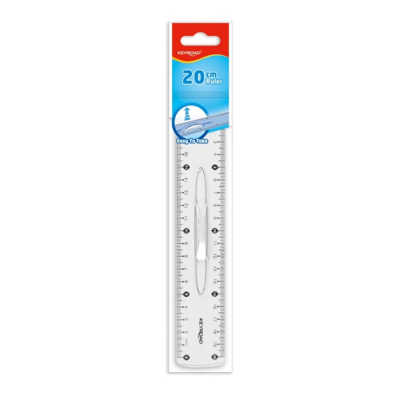 Rigla Keyroad KR971059-20, 20cm, plastic, transparent, cu maner, blister