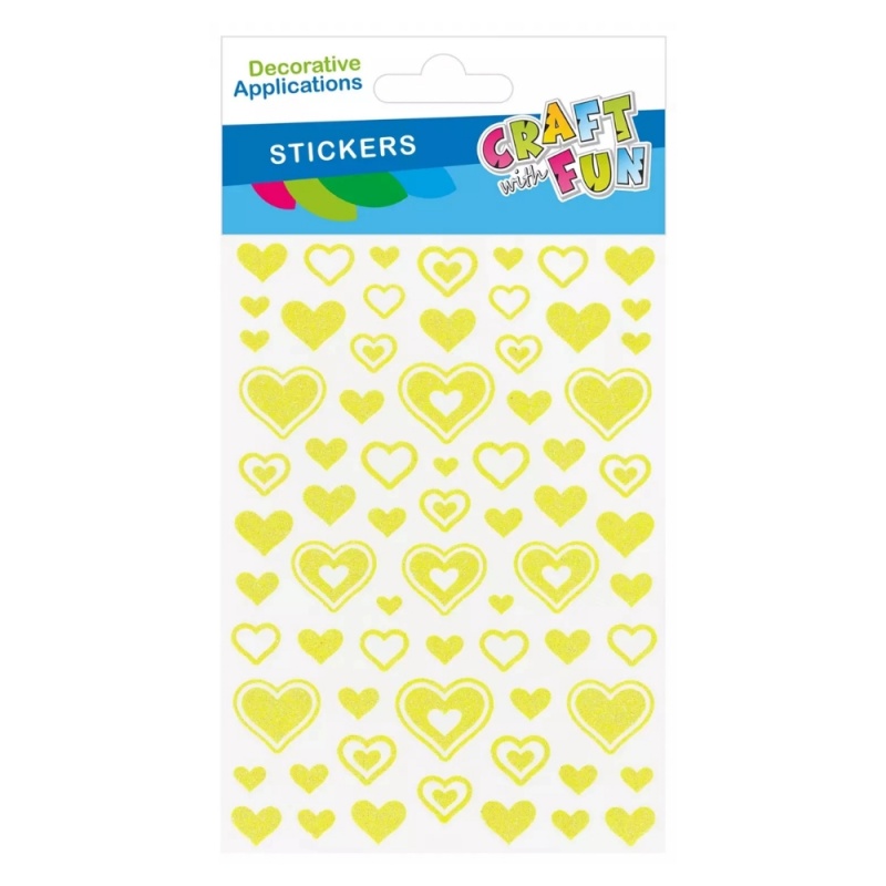 Accesorii creatie - stickere autoadezive - inimioare galbene, 13x22 cm, Craft with Fun 567525