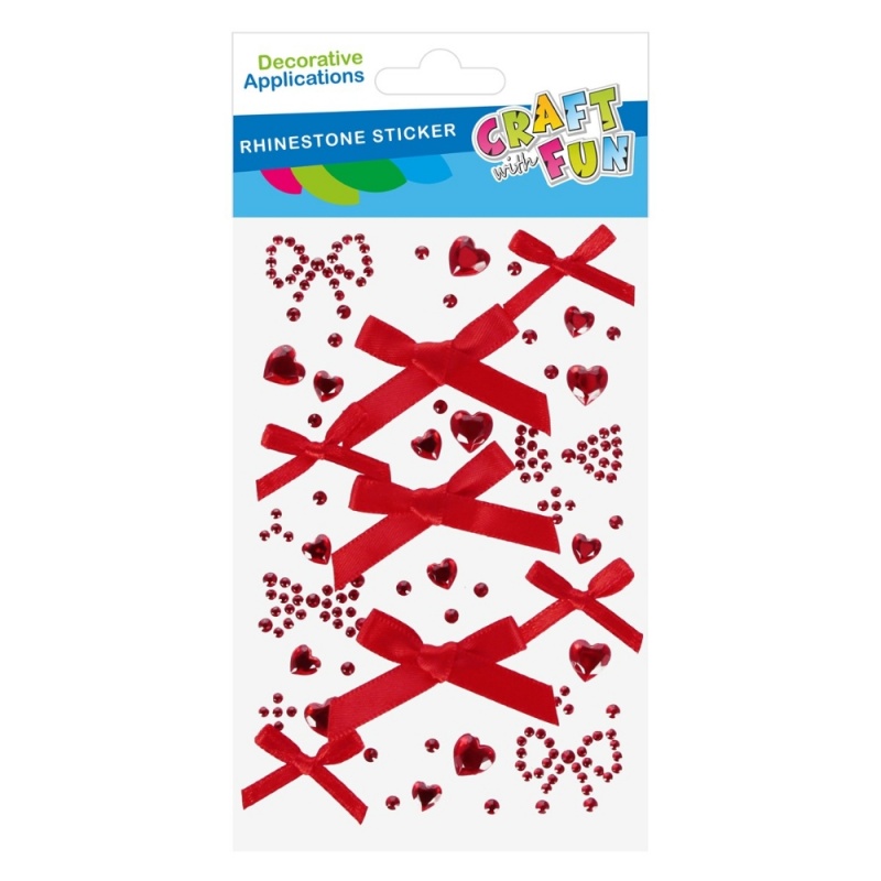 Accesorii creatie - stickere autoadezive - inimioare si fundite, 9x17 cm, Craft with Fun 567264