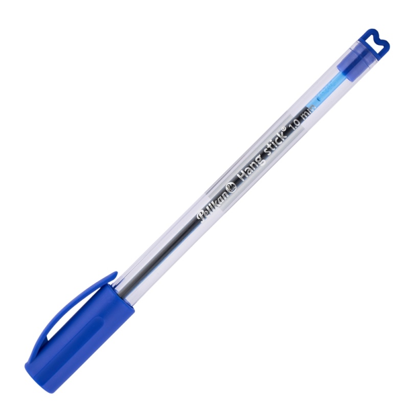Pix cu bila Pelikan Hang Stick K86H, 1.0mm, cu capac, corp transparent, scris albastru