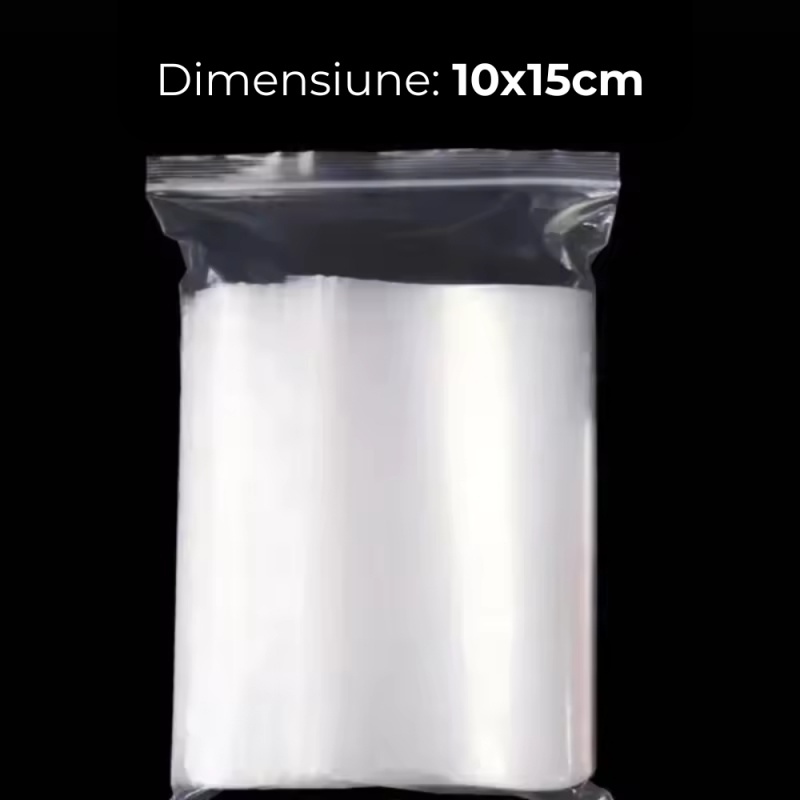 Punga ziplock OFFICE-COVER, 10x15cm, 10 microni, plastic transparent, set 100 buc