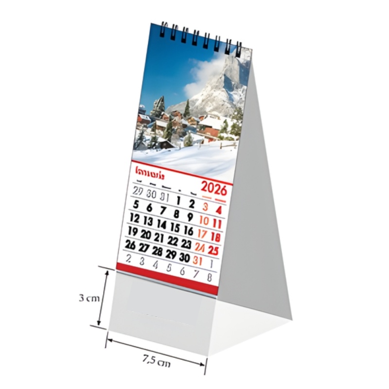 Calendar de birou Unicart mini Peisaje, 7.5x15cm + 3cm pentru personalizare, cu spira
