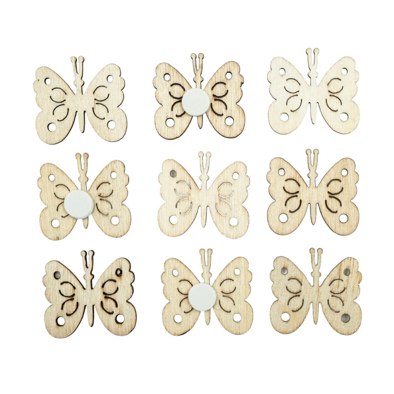 Accesorii creatie - lemn - fluturi, set 12 buc, Colorarte, cu adeziv