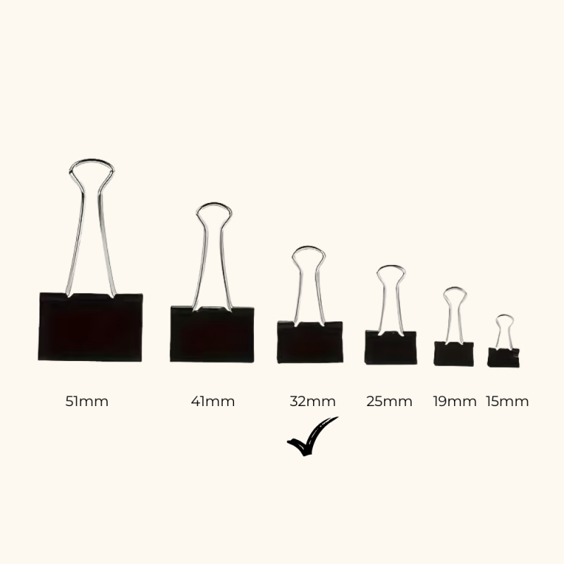 Clipsuri metalice 8232, 32mm, negre, cutie 12 buc