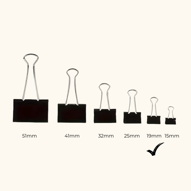 Clipsuri metalice 8219, 19mm, negre, cutie 12 buc