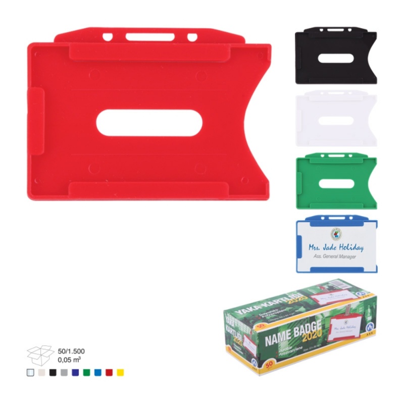 Suport ecuson ARK 2020, orizontal pentru card, 9x6cm, plastic rigid, diverse culori