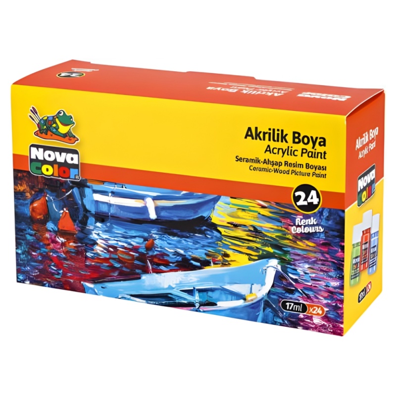 Culori acrilice Nova Color NC-2009, 24x17ml/borcan, PVC