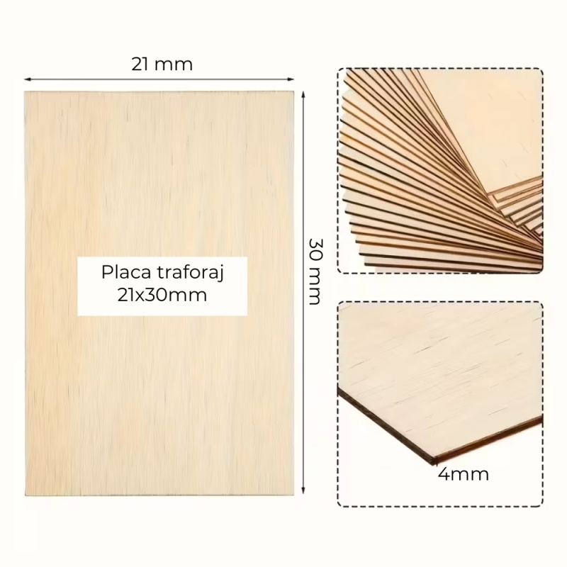 Placaj traforaj CNX, 21x30cm, grosime 4mm, lemn