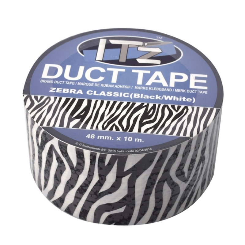 Banda adeziva decorativa, 48mm x 10m, ITZ DucTape 21, Zebra Clasic Black/White 02216