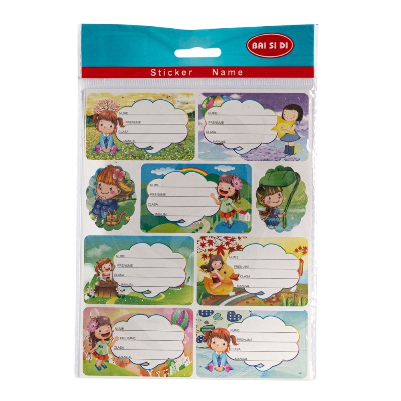 Etichete scolare CNX BSD-702-1, 7/coala, model personaje/sweets, 6 coli/set