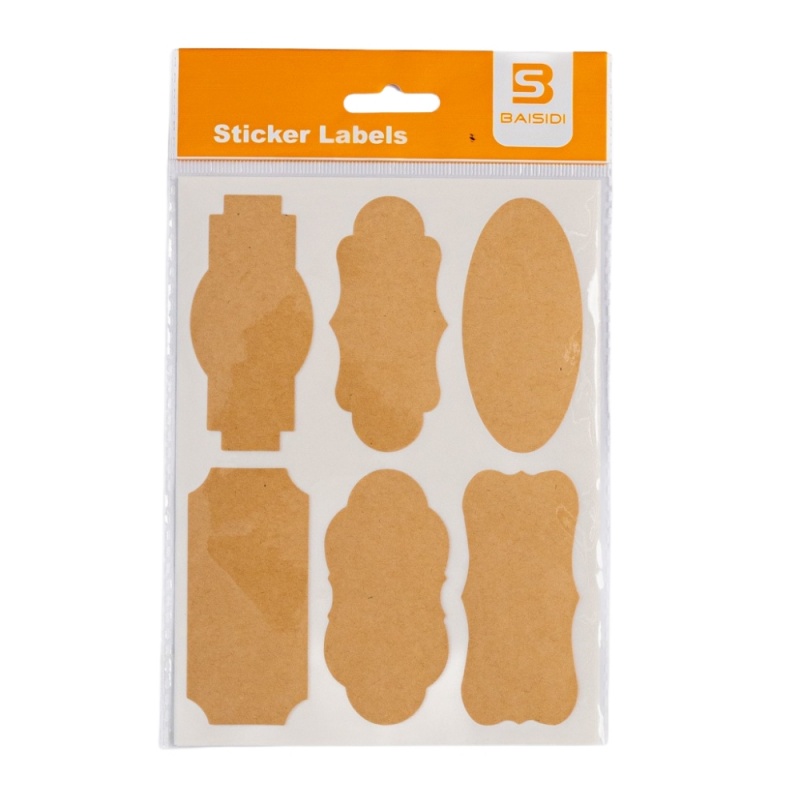 Etichete scolare CNX BSD-722, 6/coala, simple, kraft, 6 coli/set