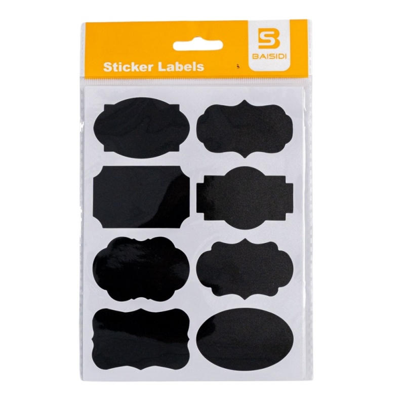 Etichete scolare CNX BSD-722, 8/coala, simple, negru, 4 coli/set