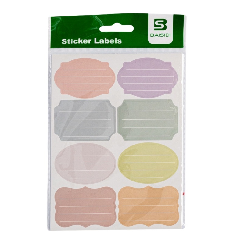 Etichete scolare CNX BSD-721, 8/coala, simple, diverse culori pastel, 8 coli/set