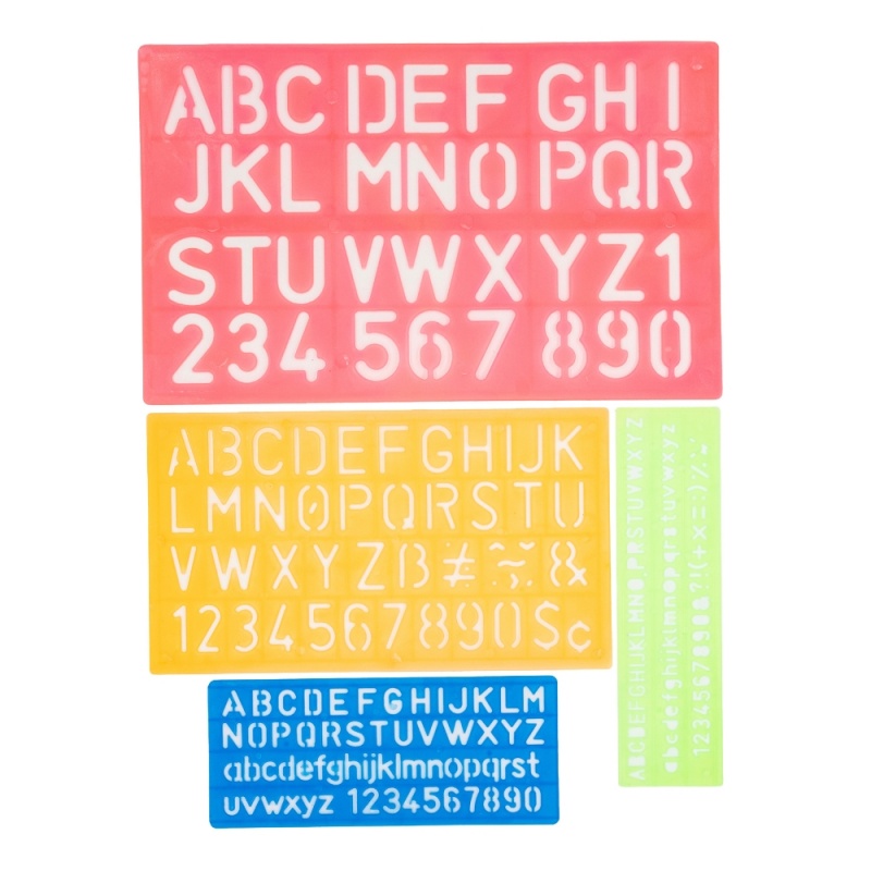 Sablon Cnx, cifre si litere, operatii matematice, plastic,  set 4 buc