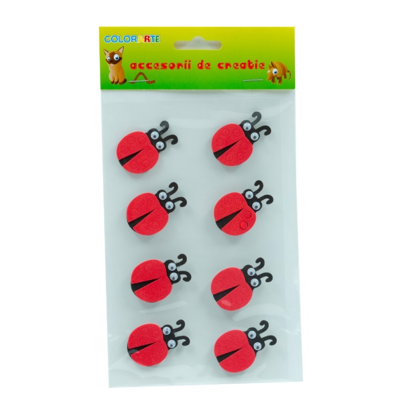 Accesorii creatie - Buburuza, sticker gumat, set 8 buc, Colorarte