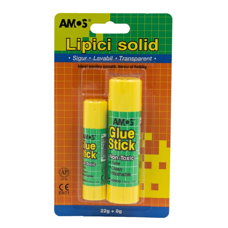Lipici solid Amos, 22g+8g, fara solvent, GSWB822B3, set 2 bucati/blister