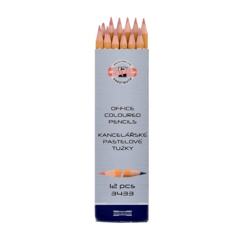 Creion grafit Koh-I-Noor K3433, bicolor, rosu / albastru