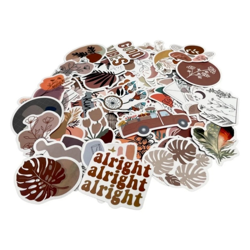 Accesorii creatie - stickere autoadezive - tema florala, mici, hartie, set 50 buc