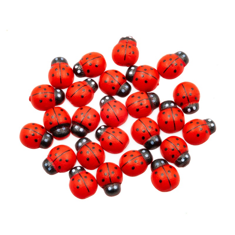 Accesorii creatie - lemn - buburuza, colorat, VRAC, set 1000 buc, Colorarte