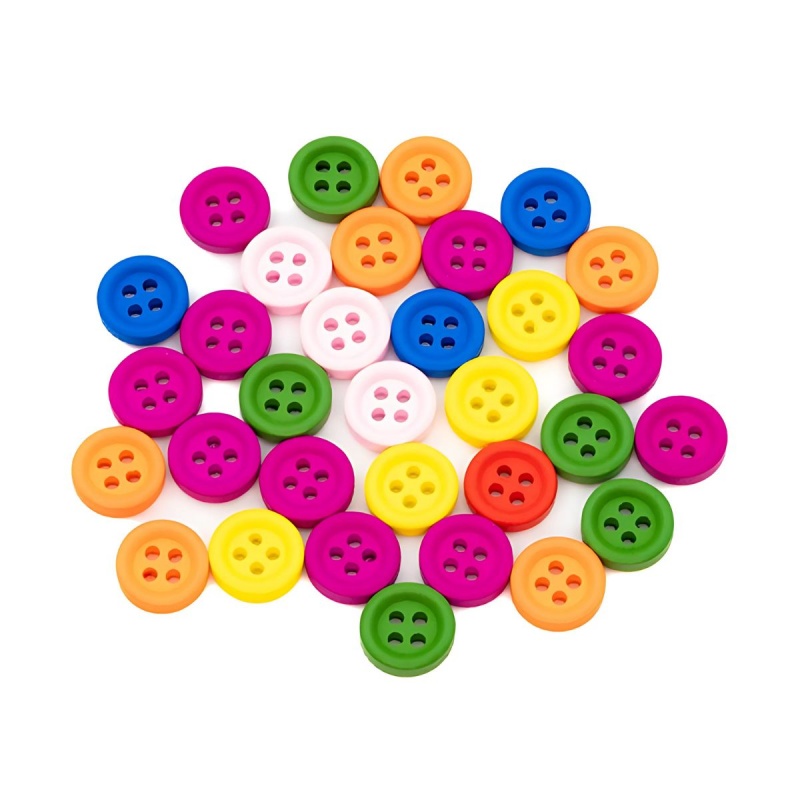 Accesorii creatie - lemn - nasturi, 20mm, diverse culori, VRAC, set 1500 buc, Colorarte