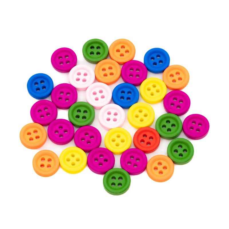 Accesorii creatie - lemn - nasturi, 12mm, diverse culori, VRAC, set 5000 buc, Colorarte
