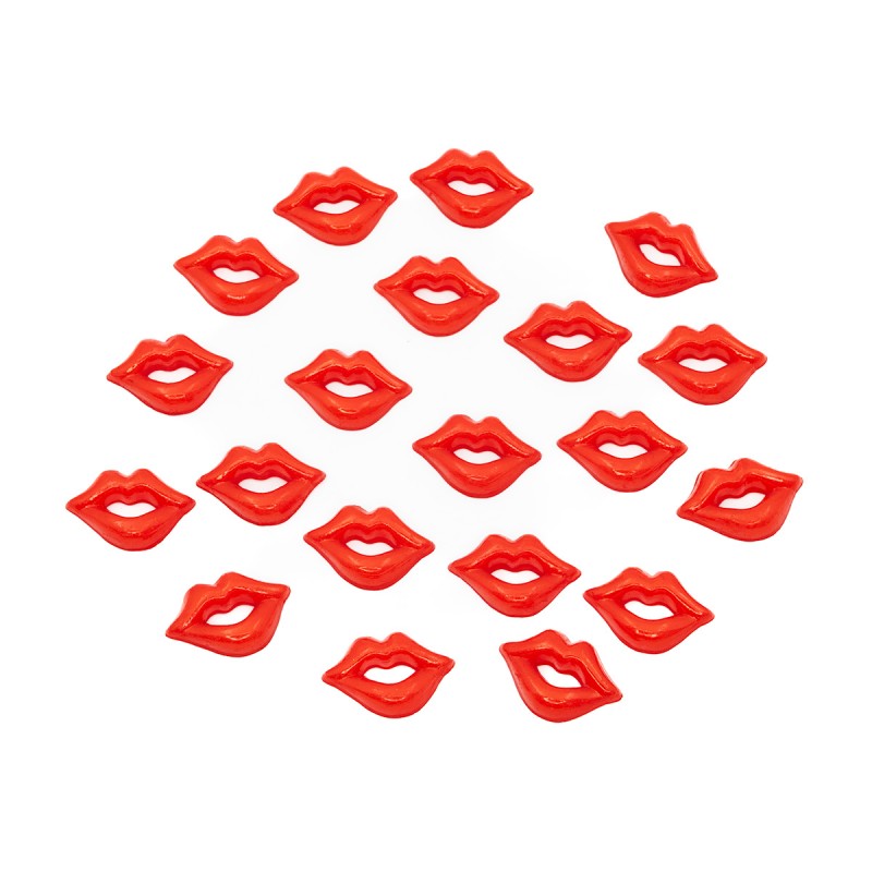 Accesorii creatie - margele buze plastic, rosii, 20mm, VRAC, set 750 buc, Colorarte