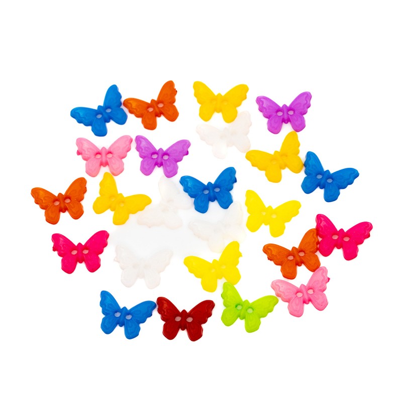 Accesorii creatie - nasturi fluturi plastic, diverse culori, 15mm, VRAC, set 1000 buc, Colorarte