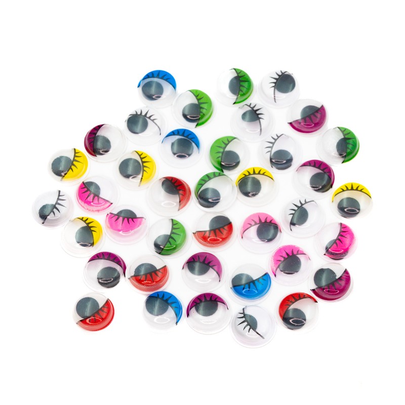 Accesorii creatie - ochisori plastic mari cu gene, diverse culori, 12mm, VRAC, set 4000 buc, Colorarte