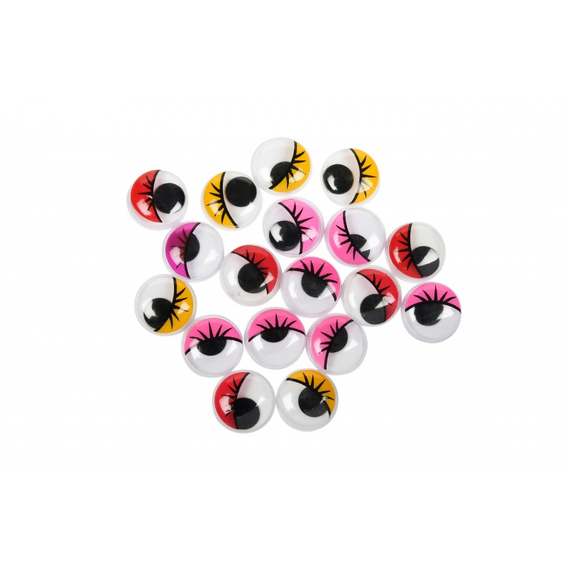 Accesorii creatie - ochisori mari plastic, diverse culori, 15mm, cu gene, VRAC, set 2000 buc, Colorarte