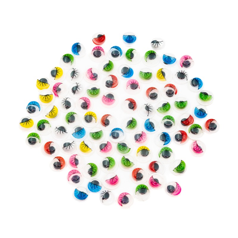 Accesorii creatie - ochisori plastic mici cu gene, diverse culori, 6mm, VRAC, set 20000 buc, Colorarte