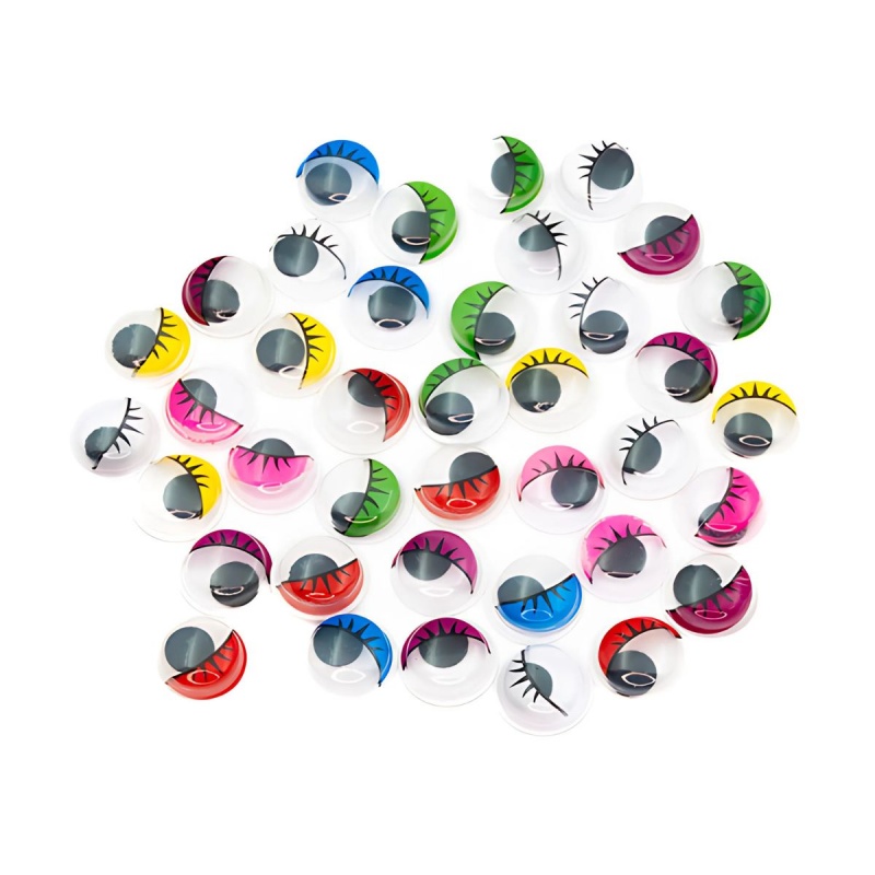 Accesorii creatie - ochisori plastic mici cu gene, diverse culori, 8mm, VRAC, set 10000 buc, Colorarte