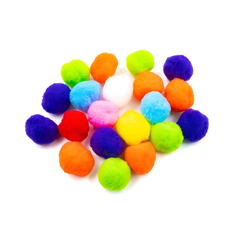 Accesorii creatie - Pom Pom textil, diverse culori, 30mm, VRAC, set 200 buc, Colorarte
