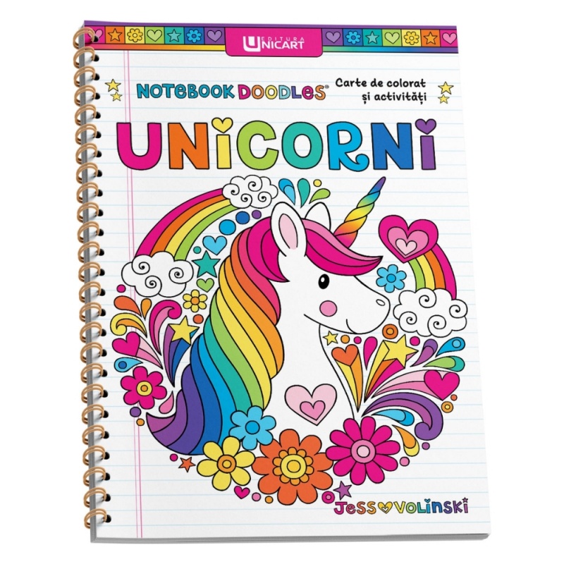Carte de colorat A4 cu activitati, Unicorni, 76 pagini, Unicart