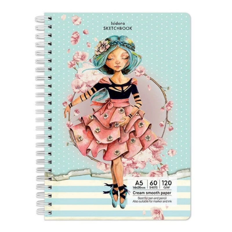 Blocnotes A6 Drasca, 60 file, 120g, velin, cu spira, 10.5x14.8cm, isidora 900900177