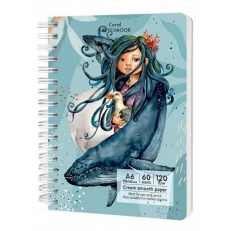 Blocnotes A5 Drasca, 60 file, 120g, velin, cu spira, 14.8x21cm, coral 900900173