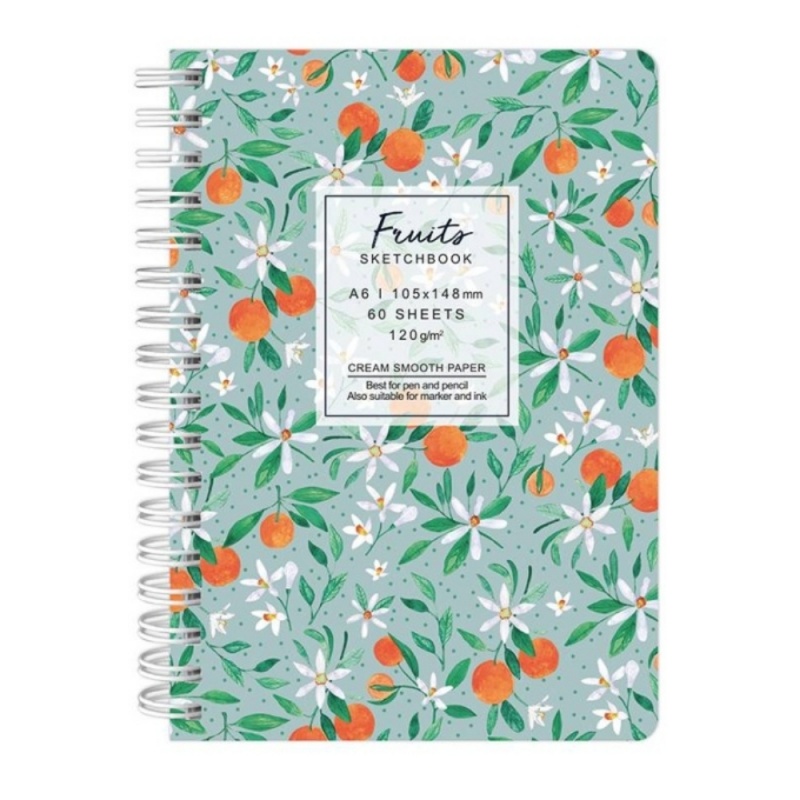 Blocnotes A6 Drasca, 60 file, 120g, velin, cu spira, 10.5x14.8cm, fruits tangerines 900900249