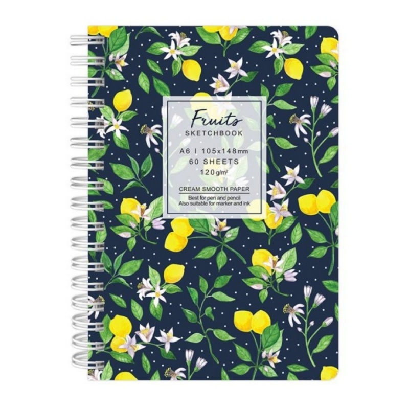 Blocnotes A6 Drasca, 60 file, 120g, velin, cu spira, 10.5x14.8cm, fruits lemons 900900248