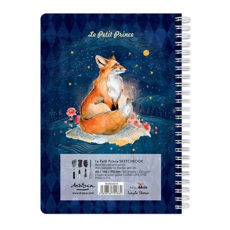 Blocnotes A6 Drasca, 60 file, 120g, velin, cu spira, 10.5x14.8cm, Le Petit Prince 900900245